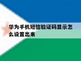 华为手机短信验证码显示怎么设置出来