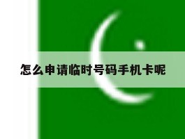 怎么申请临时号码手机卡呢