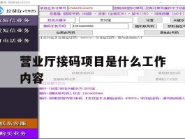 营业厅接码项目是什么工作内容