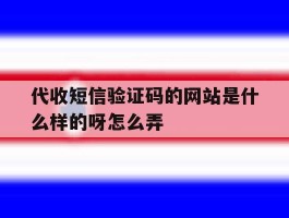 代收短信验证码的网站是什么样的呀怎么弄