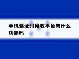 手机验证码接收平台有什么功能吗