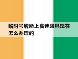 临时号牌能上高速路吗现在怎么办理的
