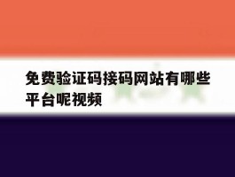 免费验证码接码网站有哪些平台呢视频