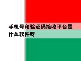 手机号和验证码接收平台是什么软件呀的简单介绍
