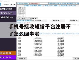手机号接收短信平台注册不了怎么回事呢
