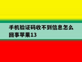 关于手机验证码收不到信息怎么回事苹果13的信息
