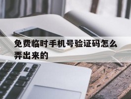 免费临时手机号验证码怎么弄出来的