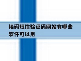 接码短信验证码网站有哪些软件可以用