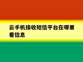 云手机接收短信平台在哪里看信息