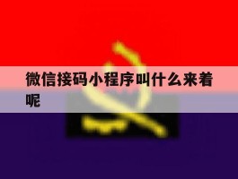 微信接码小程序叫什么来着呢