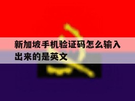 新加坡手机验证码怎么输入出来的是英文