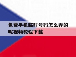 关于免费手机临时号码怎么弄的呢视频教程下载的信息