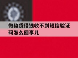 微粒贷借钱收不到短信验证码怎么回事儿的简单介绍