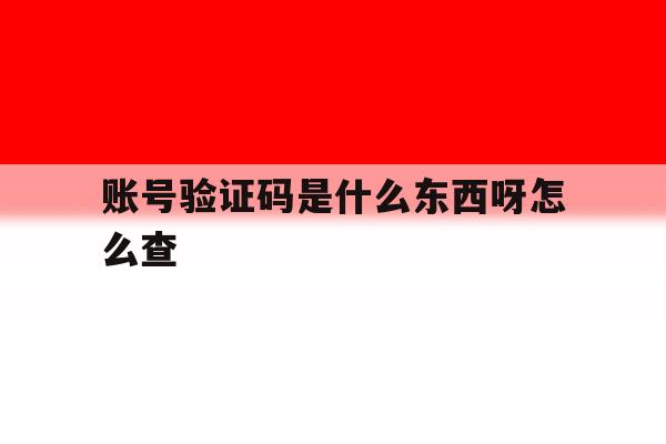 账号验证码是什么东西呀怎么查 账号验证码是什么东西呀怎么查