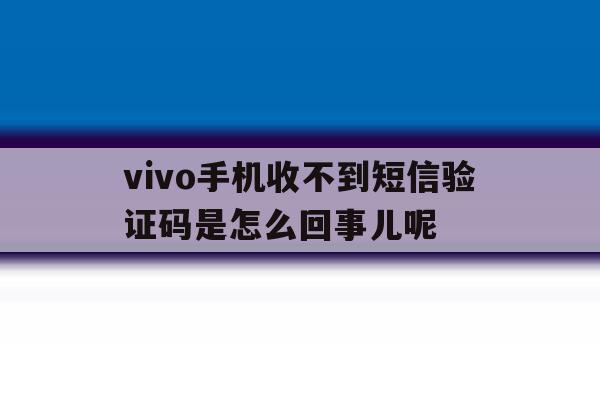 vivo手机收不到短信验证码是怎么回事儿呢 vivo手机收不到短信验证码是怎么回事儿呢
