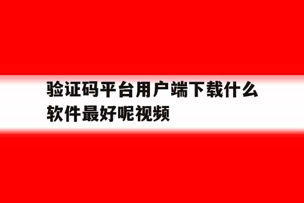 验证码平台用户端下载什么软件最好呢视频 验证码平台用户端下载什么软件最好呢视频