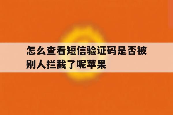 怎么查看短信验证码是否被别人拦截了呢苹果 怎么查看短信验证码是否被别人拦截了呢苹果