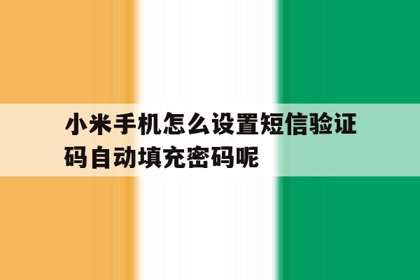 小米手机怎么设置短信验证码自动填充密码呢的简单介绍 小米手机怎么设置短信验证码自动填充密码呢的简单介绍