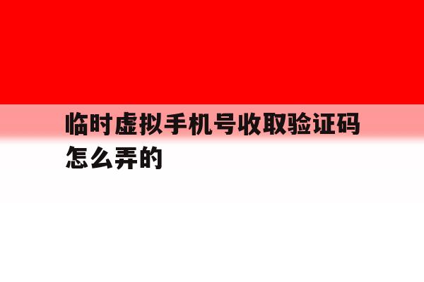 临时虚拟手机号收取验证码怎么弄的 临时虚拟手机号收取验证码怎么弄的