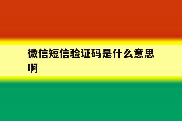 微信短信验证码是什么意思啊 微信短信验证码是什么意思啊