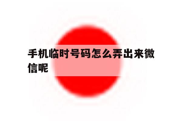 手机临时号码怎么弄出来微信呢 手机临时号码怎么弄出来微信呢