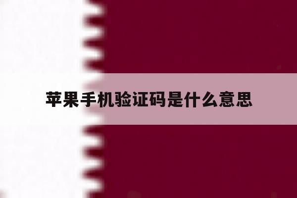 苹果手机验证码是什么意思 苹果手机验证码是什么意思