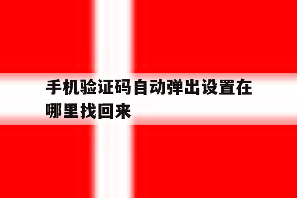 手机验证码自动弹出设置在哪里找回来 手机验证码自动弹出设置在哪里找回来
