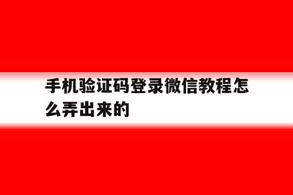 手机验证码登录微信教程怎么弄出来的
