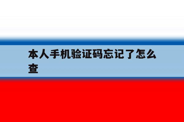 本人手机验证码忘记了怎么查 本人手机验证码忘记了怎么查