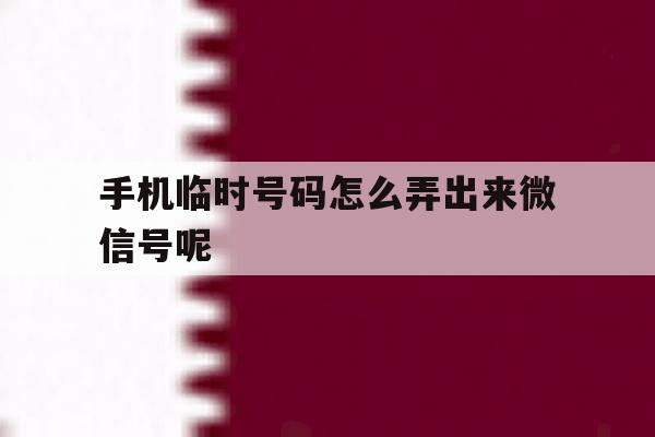 手机临时号码怎么弄出来微信号呢 手机临时号码怎么弄出来微信号呢